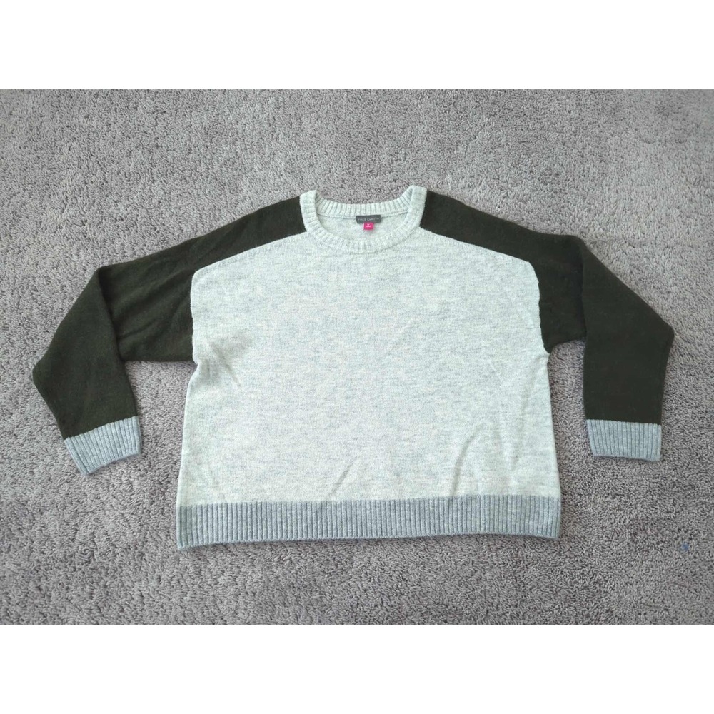 Vince Camuto Sweater Womens M Gray Colorblock Long Sleeve Crewneck Boxy